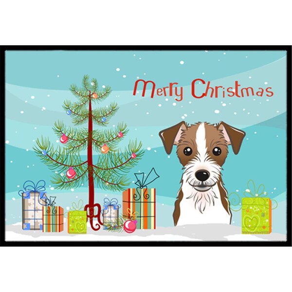 Carolines Treasures Christmas Tree and Jack Russell Terrier Indoor or Outdoor Mat- 18 x 27 BB1574MAT - main